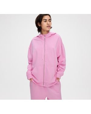 Organic Basics Weekend Oversized Zip Hoodie - Pink