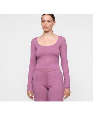 Organic Basics Everyday Scoop Neck Long Sleeve Tee - Purple
