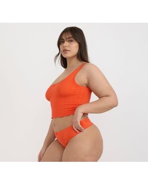 Organic Basics Pointelle Thong - Orange