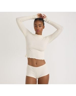 Organic Basics Core Rib Mock Neck Long Sleeve Tee - White
