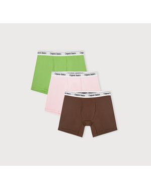 Organic Basics Easy Boxer Briefs 3-Pack Artichoke Soft Blush Walnut - Green