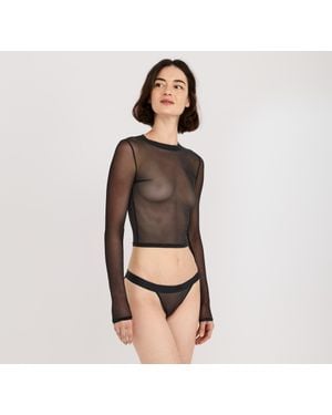 Organic Basics Mesh Long Sleeve Tee - Black