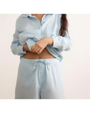 Organic Basics Core Sleep Poplin Pants - Blue