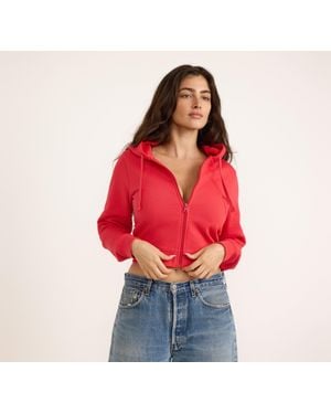 Organic Basics Weekend Crop Zip Hoodie - Red