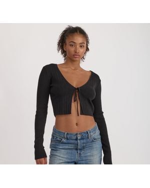 Organic Basics Soft Knit Rib Tie Cardigan - Black