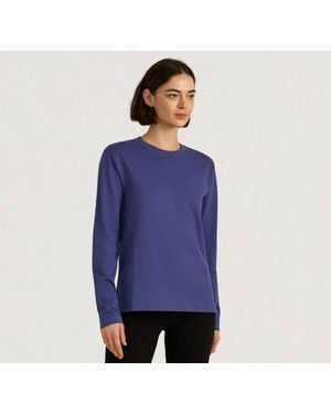 Organic Basics True Heavy Boxy Long Sleeve Tee - Blue
