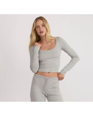 Organic Basics Everyday Scoop Neck Long Sleeve Tee - Gray