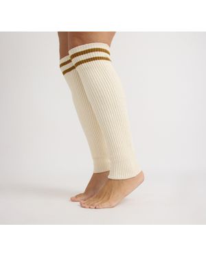 Organic Basics Soft Knit Rib Leg Warmer Soft Vanilla Golden Clay - Natural