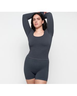 Organic Basics Seamless Waffle Shorts - Blue