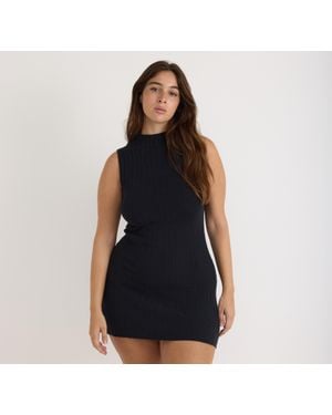 Organic Basics Soft Knit Rib Mock Neck Dress - Black
