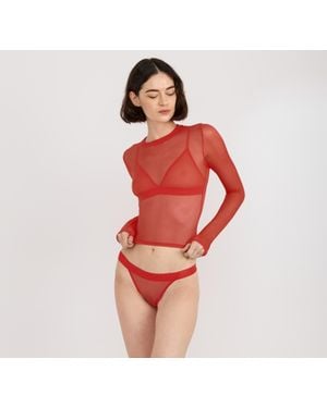 Organic Basics Mesh Long Sleeve Tee - Red