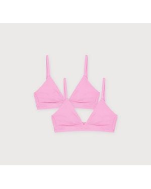 Organic Basics Core Rib Triangle Bralette 2-Pack - Pink
