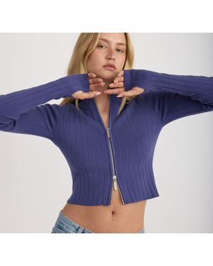 Organic Basics Soft Knit Rib Track Jacket - Blue
