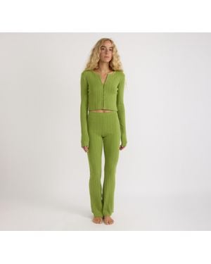 Organic Basics Soft Knit Rib High-Rise Flare Pants - Gray