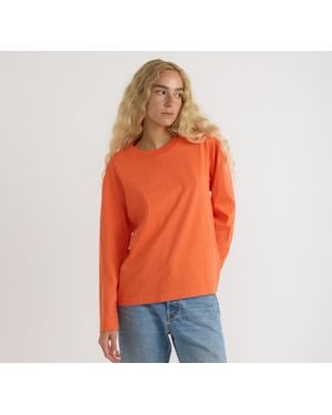Organic Basics True Heavy Boxy Long Sleeve Tee - Orange