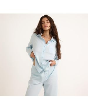 Organic Basics Core Sleep Poplin Shirt - Blue