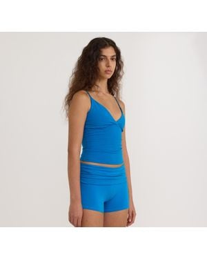 Organic Basics Flex Foldover Shorts - Blue