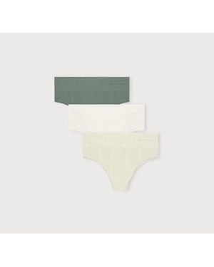 Organic Basics Smooth Thong 3-Pack Light Jade Off Seaweed - Green