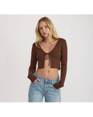 Organic Basics Soft Knit Rib Tie Cardigan - Blue
