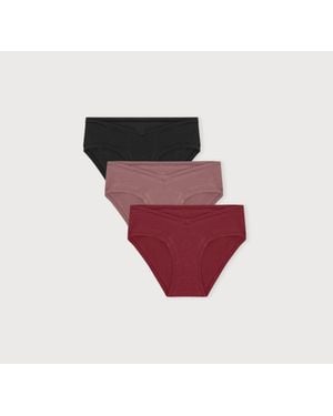 Organic Basics Flex Hipster 3-Pack Cranberry Rose Wood - Red
