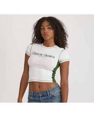Organic Basics Core Icon 90's Baby Tee Evergreen - White