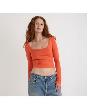 Organic Basics Everyday Scoop Neck Long Sleeve Tee - Red
