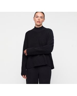 Organic Basics Soft Knit Mock Neck Pullover - Blue