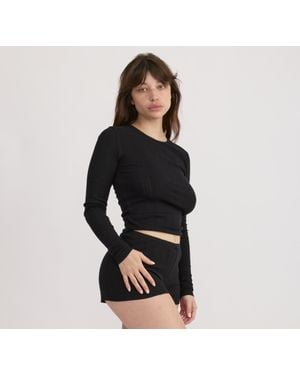 Organic Basics Pointelle Long Sleeve Tee - Black