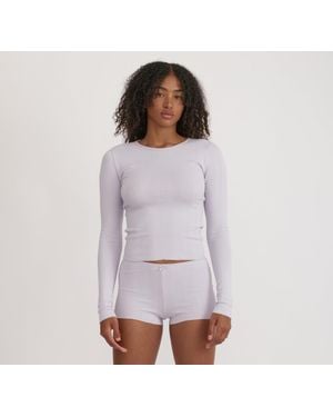 Organic Basics Pointelle Long Sleeve Tee - Purple