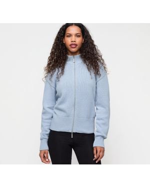 Organic Basics True Knit High Collar Cardigan - Blue