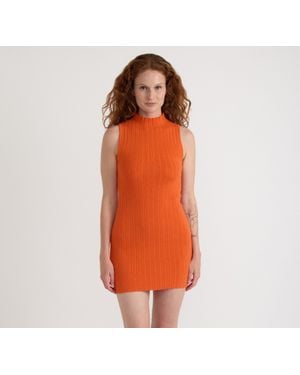 Organic Basics Soft Knit Rib Mock Neck Dress - Orange