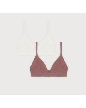 Organic Basics Flex Triangle Bralette 2-Pack Off Rose Wood - Multicolor
