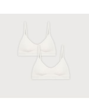 Organic Basics Core Rib Open Back Scoop Bralette 2-Pack - White