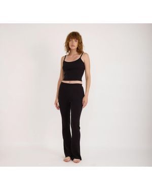 Organic Basics Soft Knit Rib Flare Pants - Black
