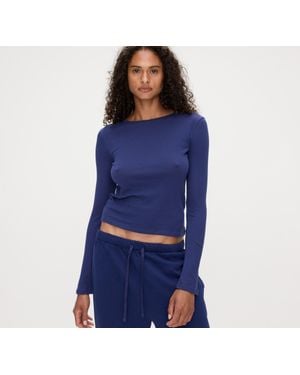 Organic Basics True Sheer Long Sleeve - Blue