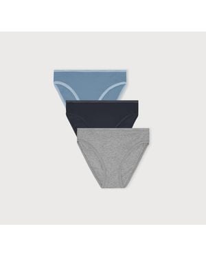 Organic Basics Core High-Leg Briefs 3-Pack Steel Melange - Gray