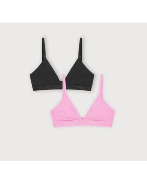 Organic Basics Core Rib Triangle Bralette 2-Pack Petal - Pink