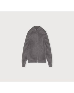 Organic Basics Soft Knit Rib Zip Track Jacket - Gray