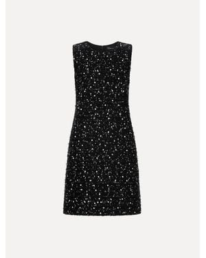 Oscar de la Renta Sequin Ribbon Tweed Dress - Black