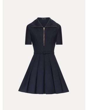 Oscar de la Renta Zipper Collar Mini Dress - Blue