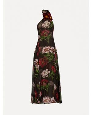 Oscar de la Renta Peony Silk Chiffon Gown - White