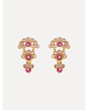 Oscar de la Renta Faceted Crystal Arch Drop Earrings - White