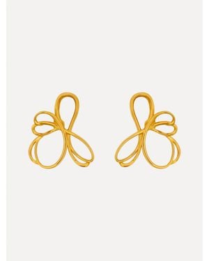 Oscar de la Renta Threaded Flower Asymmetrical Clip-On Earrings - Metallic