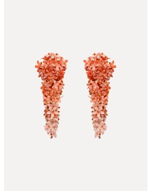 Oscar de la Renta Cascading Flower Clip-On Earrings - Red