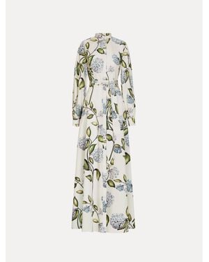 Oscar de la Renta Porcelain Flower Cotton Poplin Caftan - White