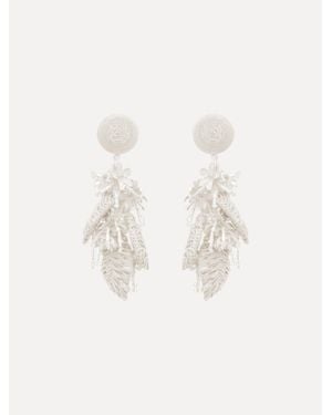 Oscar de la Renta Raffia Tassel Bouquet Clip-On Earrings - Natural