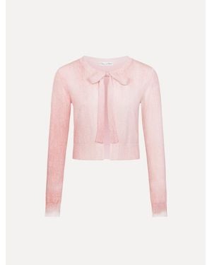 Oscar de la Renta Botanical Tie-Neck Cardigan - Pink