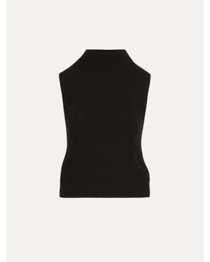 Oscar de la Renta Sleeveless Mock Neck Ribbed Pullover - Black