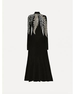 Oscar de la Renta Fern Embroidered Cocktail Dress - Black