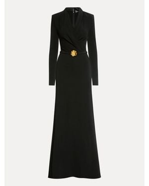 Oscar de la Renta Peony Belt Cady Gown - Black